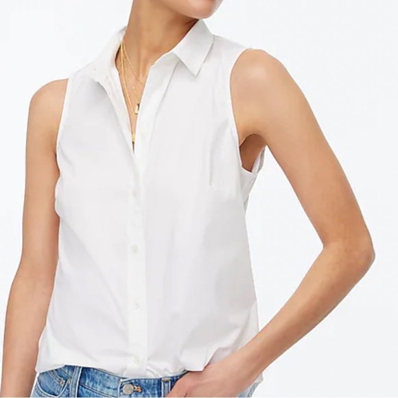 J. Crew Factory Tops - J Crew Sleeveless Cotton Signature Poplin Shirt